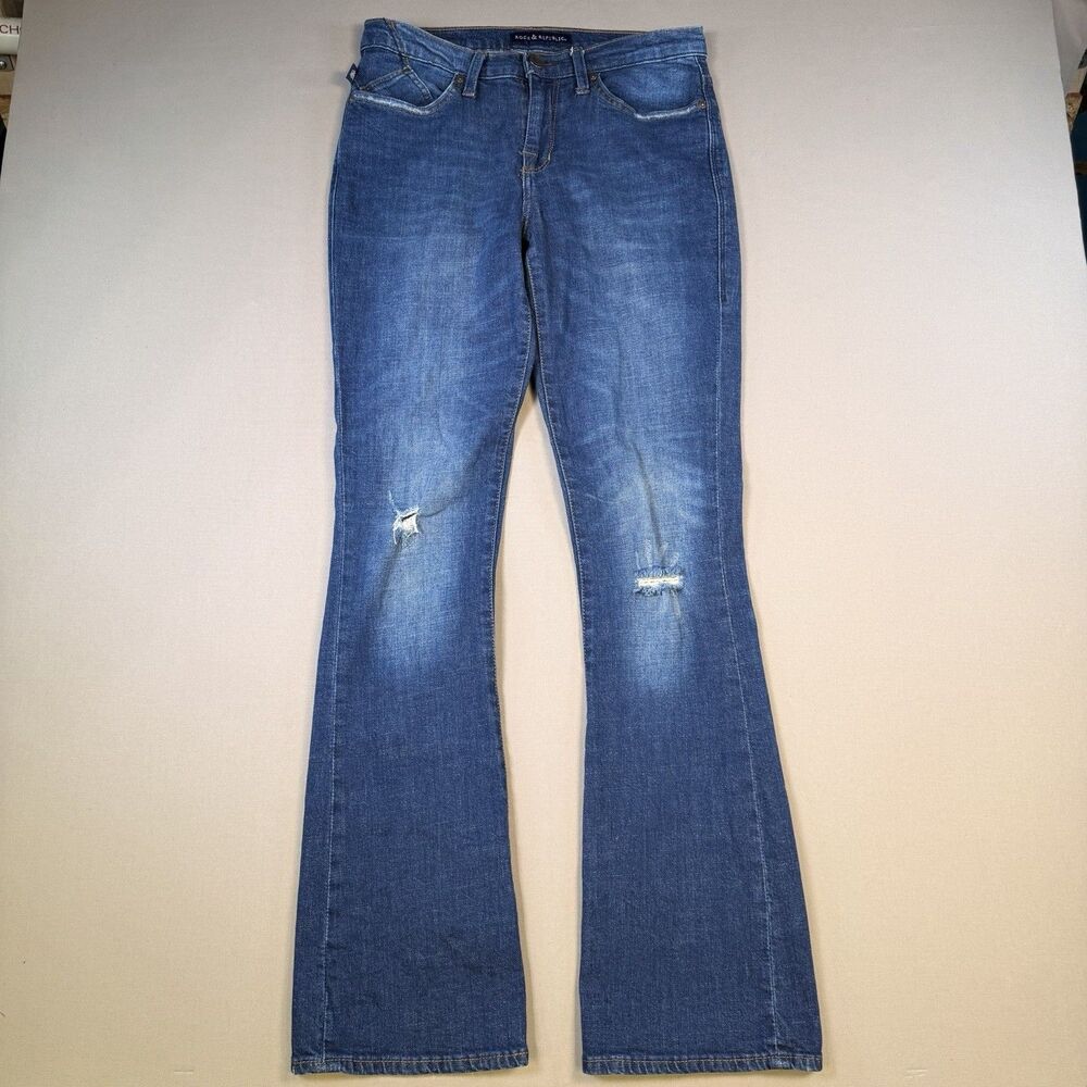 Rock & Republic Kasandra Bootcut Blue Jeans Womens 10 L Long Embossed Seat Logo